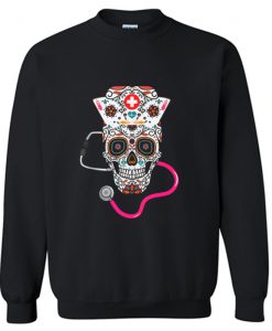 Nurse Sugar Skull Halloween Sweatshirt KM