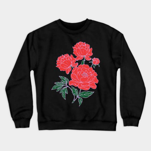 Red Peonies Sweatshirt KM