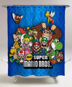 Super Mario Bros All Character Shower Curtains KM