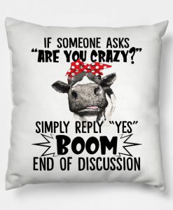 If Someone Asks Are You Crazy Simply Reply Yes Boom End Of Discussion Pillow KM