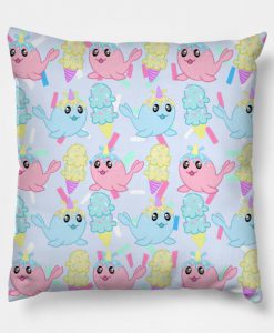 Narwhal Blue Pattern Pillow KM