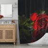 Red rose on black background Shower Curtain KM