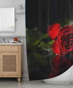 Red rose on black background Shower Curtain KM