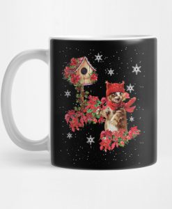 Funny Cute Cat Cat Kitten Poinsettia Christmas Costume Gift Mug KM