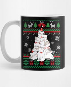 Funny Cute Cat Cat christmas tree Ugly Christmas Pajamas Gift Mug KM