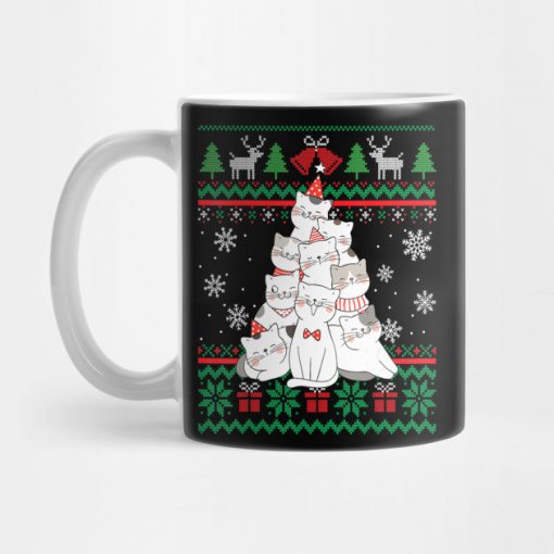 Funny Cute Cat Cat christmas tree Ugly Christmas Pajamas Gift Mug KM