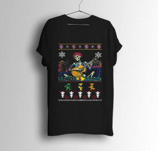 Grateful Dead guitarist skeleton dancing bears ugly Christmas T Shirt KM