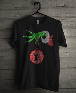 Grinch Hand Holding Louis Vuitton Christmas T Shirt KM