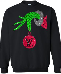 Grinch hand holding LV sweatshirt KM