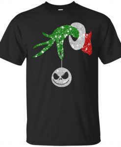 Grinch hand holding ornament Jack Skellington T shirt KM