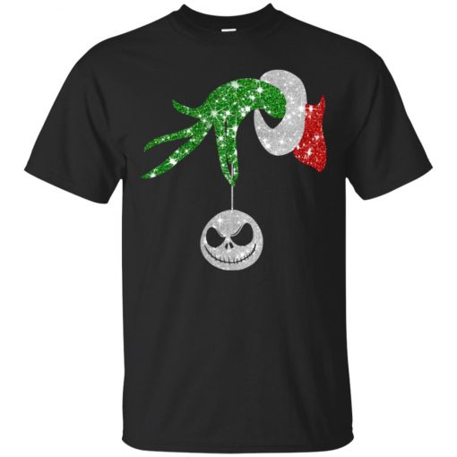 Grinch hand holding ornament Jack Skellington T shirt KM