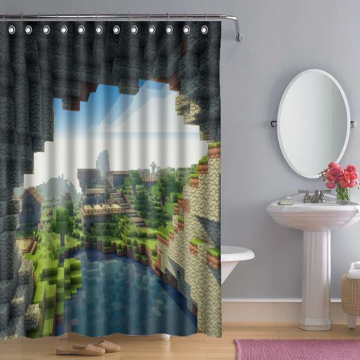 Bathroom Minecraft Creeper Shower Curtain KM