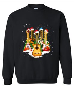 Guitar Wearing Santa Hat Christmas Sweatshirt KM