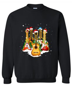 Guitar Wearing Santa Hat Christmas Sweatshirt KM