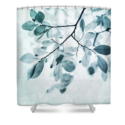 Leaves In Dusty Blue Shower Curtain KM