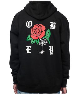 Obey Spider Rose Black Hoodie Back KM