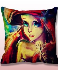 Ariel Little Mermaid Paint Throw Pillow Cover KM