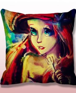 Ariel Little Mermaid Paint Throw Pillow Cover KM