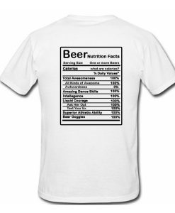 Beer Nutrition Facts T Shirt Back KM