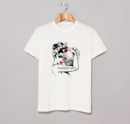 Chicken and strong woman chicken lady T-Shirt KM