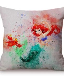 Water Color Mermaid Ariel Sofa Throw Pillow Cover KM
