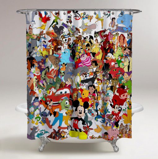 Disney All Character Mash Up Custom Design Shower Curtain KM