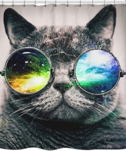 Hipster Cat Shower Curtain KM