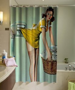 Pin Up Girl Dryer Sexy Shower Curtain KM