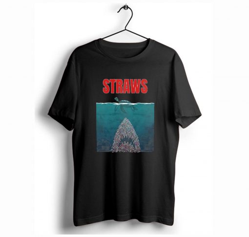 Straws Turtles Jaws Shark TShirt KM