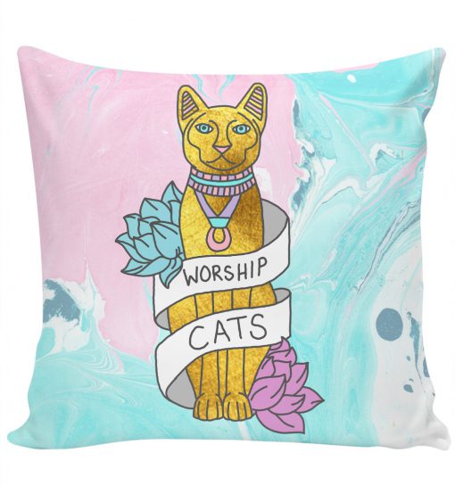 Worship Cat Pillow KM