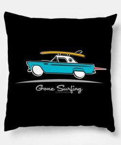 1955 Ford Thunderbird Gone Surfing Pillow KM