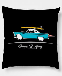 1955 Ford Thunderbird Gone Surfing Pillow KM