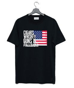 American Flag Cigars Whiskey Guns And Freedom T-Shirt KM