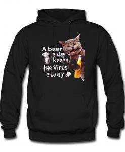 Cat drink corona extra a beer a day keeps the virus away Hoodie KM