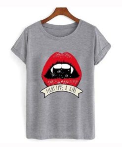 Vampire Fangs fight like a girl T Shirt KM