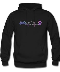 Heartbeat Motorcycle and Dog paw Hoodie KM