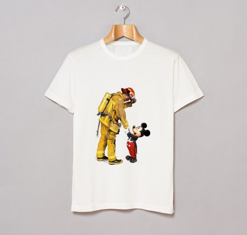 Firefighter Fireman and Mickey Mouse T Shirt KM