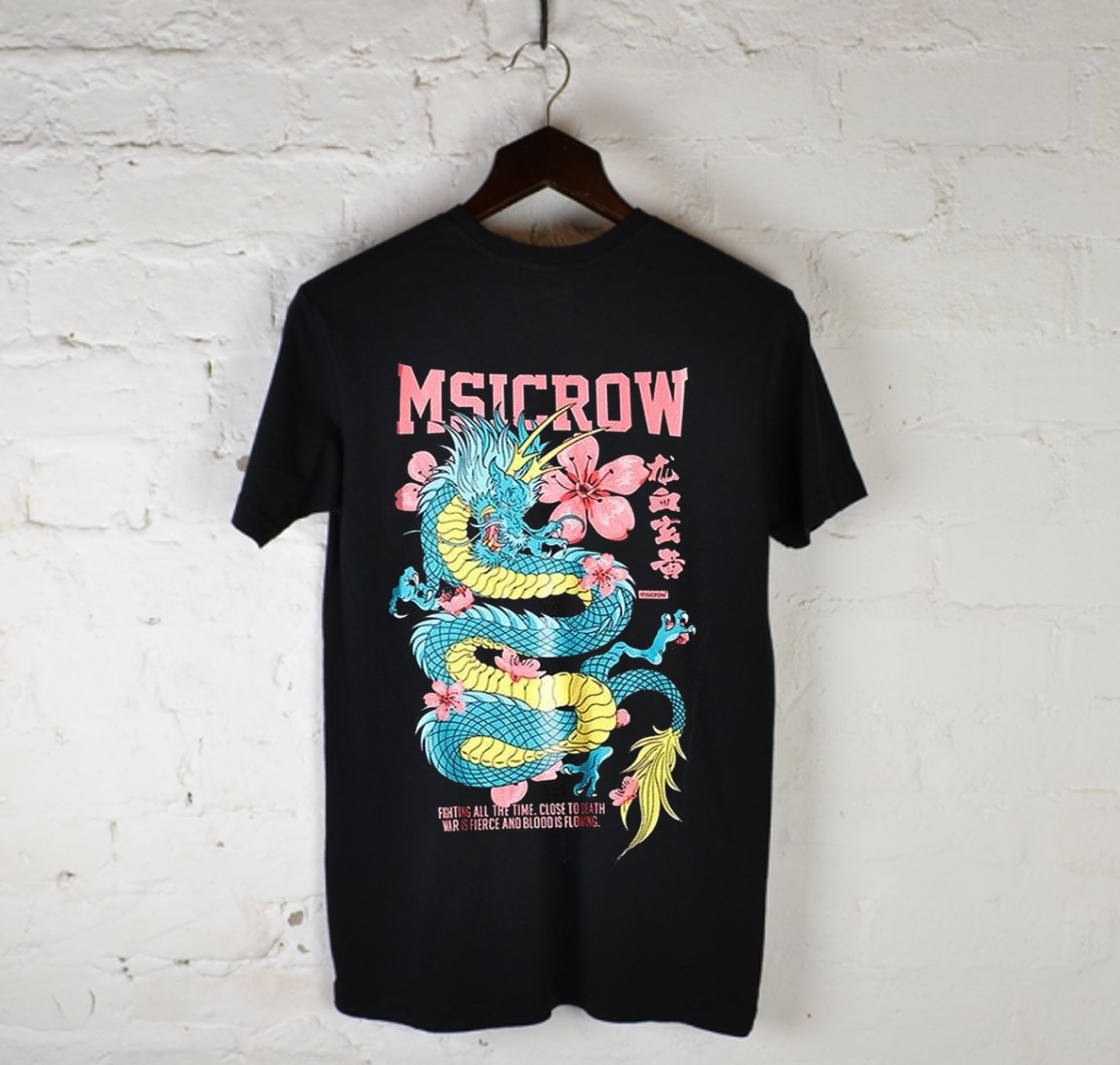 Msicrow Flower Dragon T Shirt Back Km