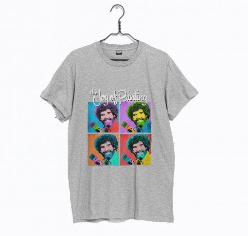 Bob Ross Joy of Painting Colorful Faces Official T-Shirt KM