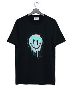 Smiley Face Melt Black Graphic T-Shirt KM