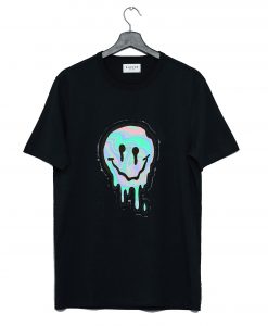 Smiley Face Melt Black Graphic T-Shirt KM