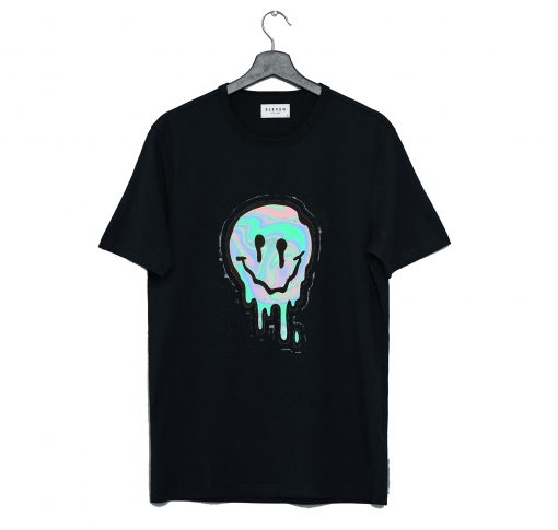 Smiley Face Melt Black Graphic T-Shirt KM