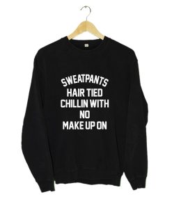 Sweatpants Hair Tied Chillin With No Make Up On Sweatshirt KM