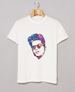 Bruno Mars Face Typography Lyric Famous American Singer T-Shirt KM