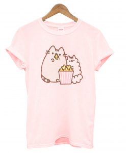 Pusheen The Cat And Stormy Enjoying Popcorn Junior T-Shirt KM