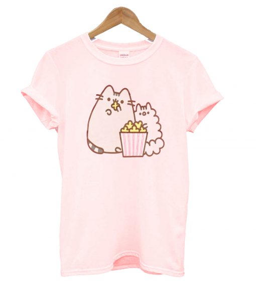 Pusheen The Cat And Stormy Enjoying Popcorn Junior T-Shirt KM