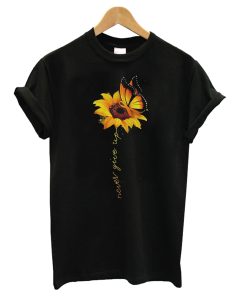 Sunflower Butterfly never give up T Shirt KM