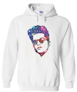 Bruno Mars Face Typography Lyric Famous American Singer Hoodie KM