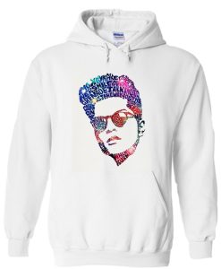 Bruno Mars Face Typography Lyric Famous American Singer Hoodie KM