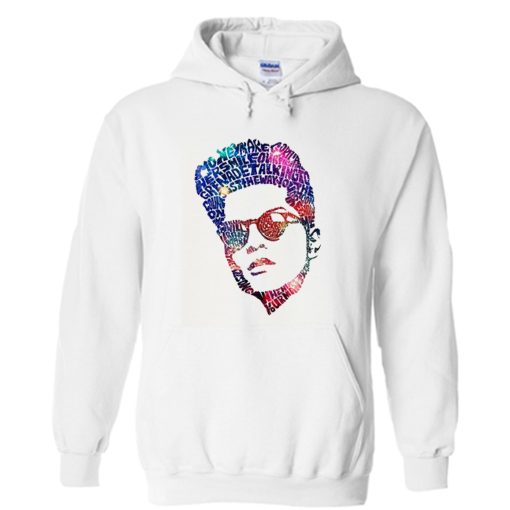 Bruno Mars Face Typography Lyric Famous American Singer Hoodie KM